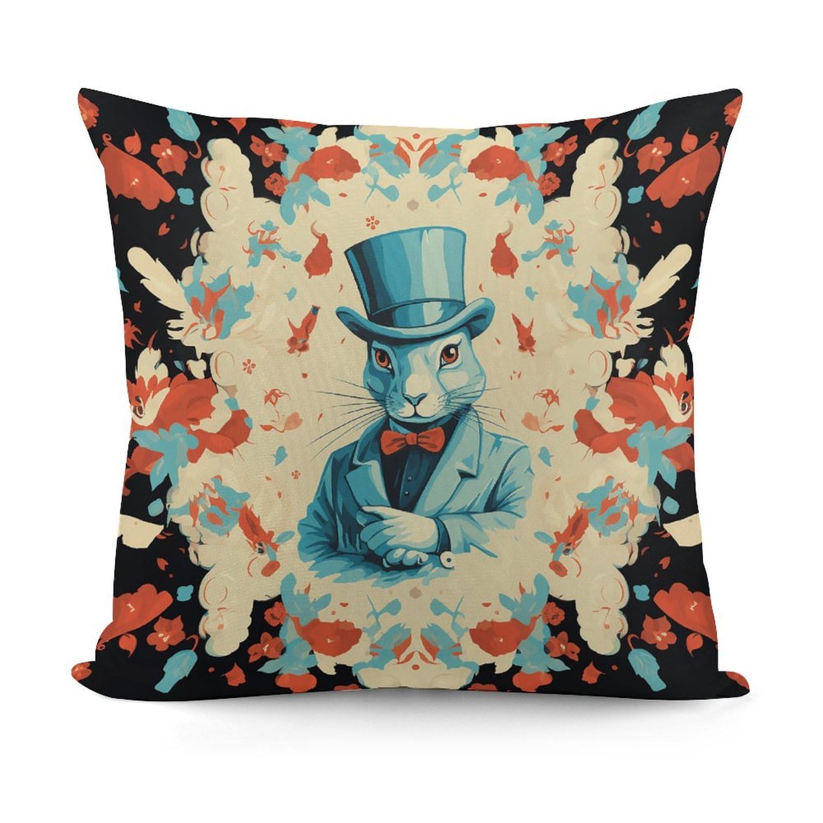 VstaDank Decorative Magician Rabbit Throw Pillow Covers Luxury Soft Pillowcases Fluffy Plush Accent Pillow Cases Personalized Square Lumbar Pillows Shells for All Seasons 18" X 18"