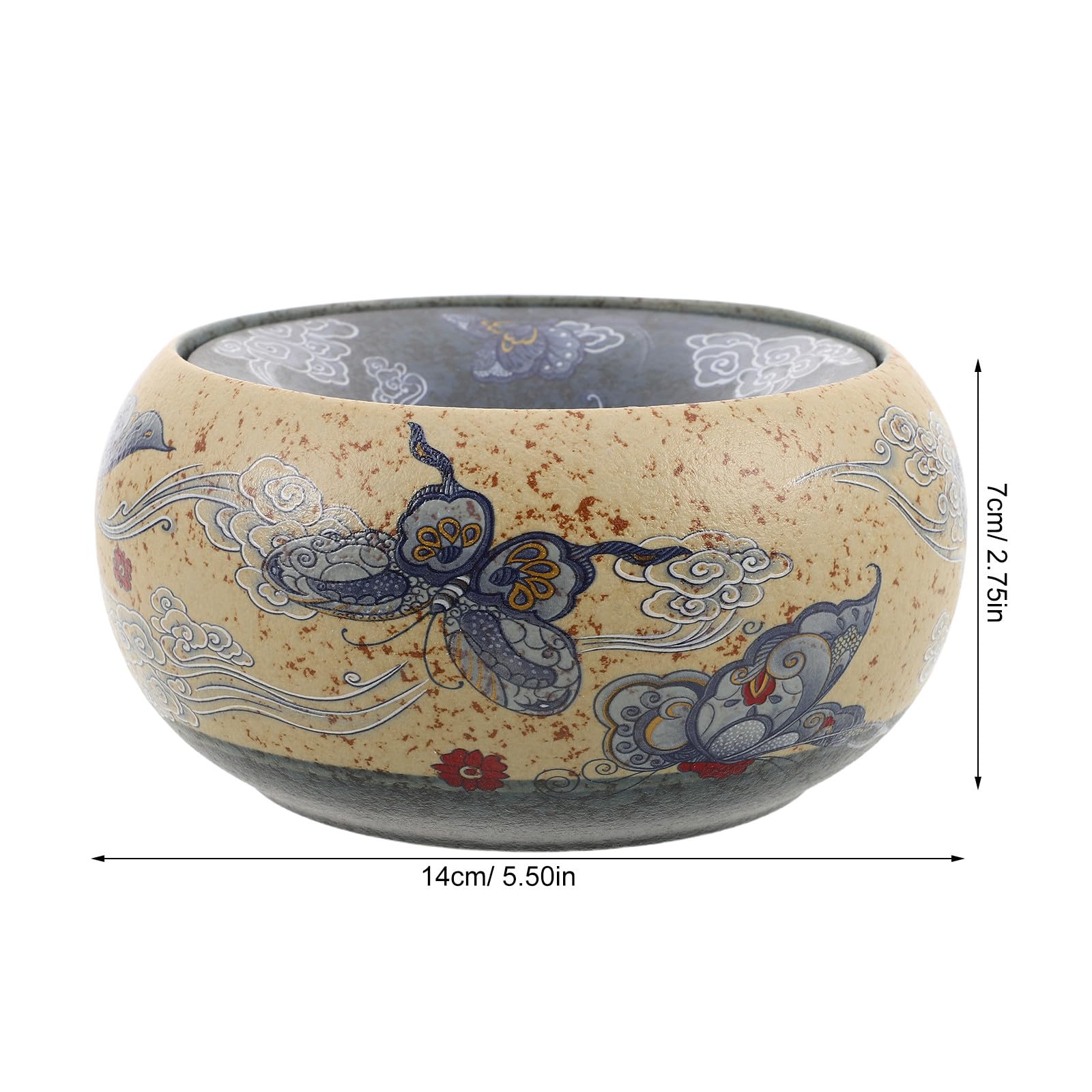 Artibetter Posacenere a imbuto in ceramica in stile retrò - Posacenere da tavolo per sigari resistente alle intemperie con motivo orientale - Portacenere rotondo da 14 cm per scrivania, ufficio e