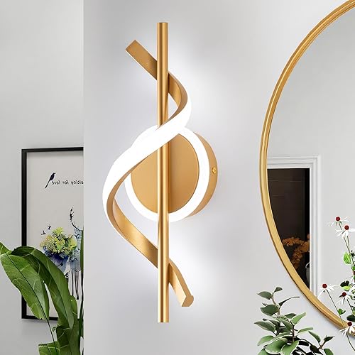 Miniatura 10 de Apliques LED de pared para interiores, luces LED de montaje en pared de 12 W, lámpara de pared moderna en espiral, lámpara de pared fría de 6000 K
