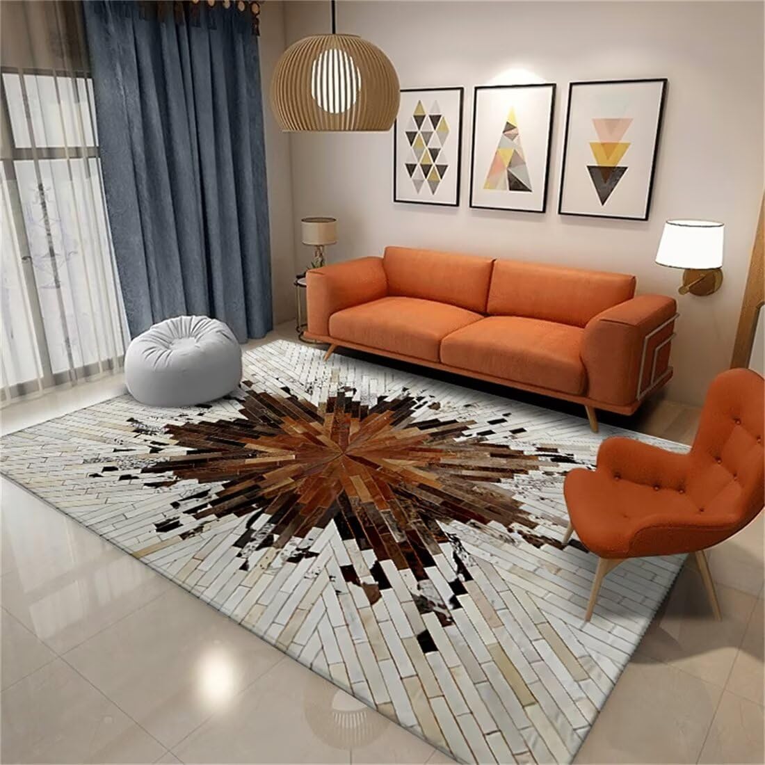 Tapis gris pour chambre de garçon avec design abstrait anti-poussière 120x200 cm