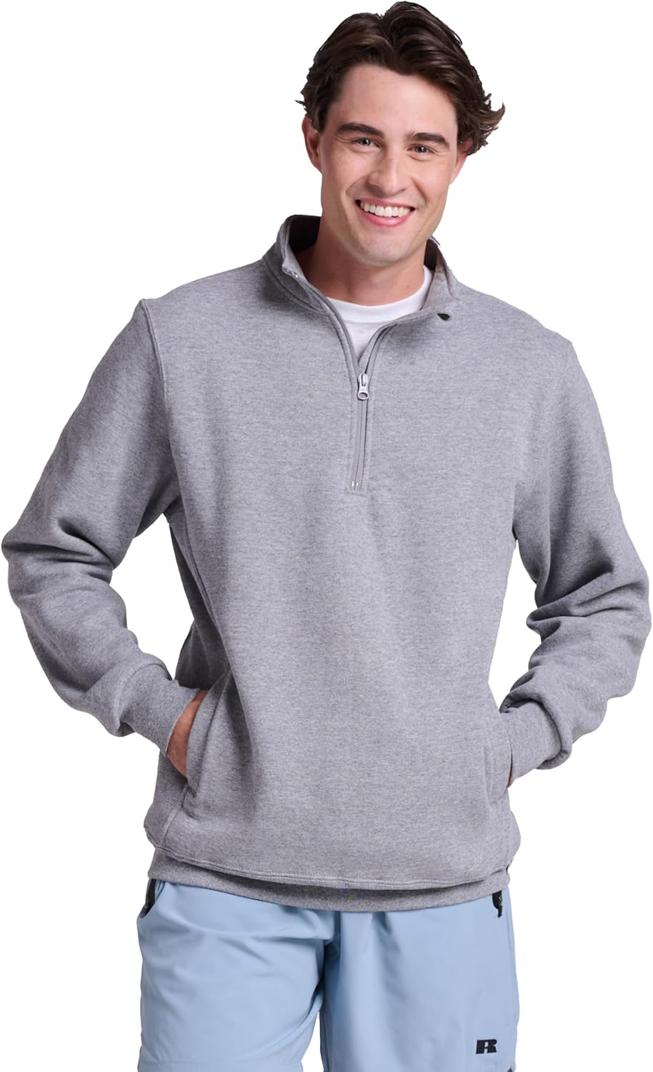 Russell Athletic Men's Dri Power Fleece Quarter Zip, Moisture Wicking, Cotton Blend, Relaxed Fit, Sizes S-4x