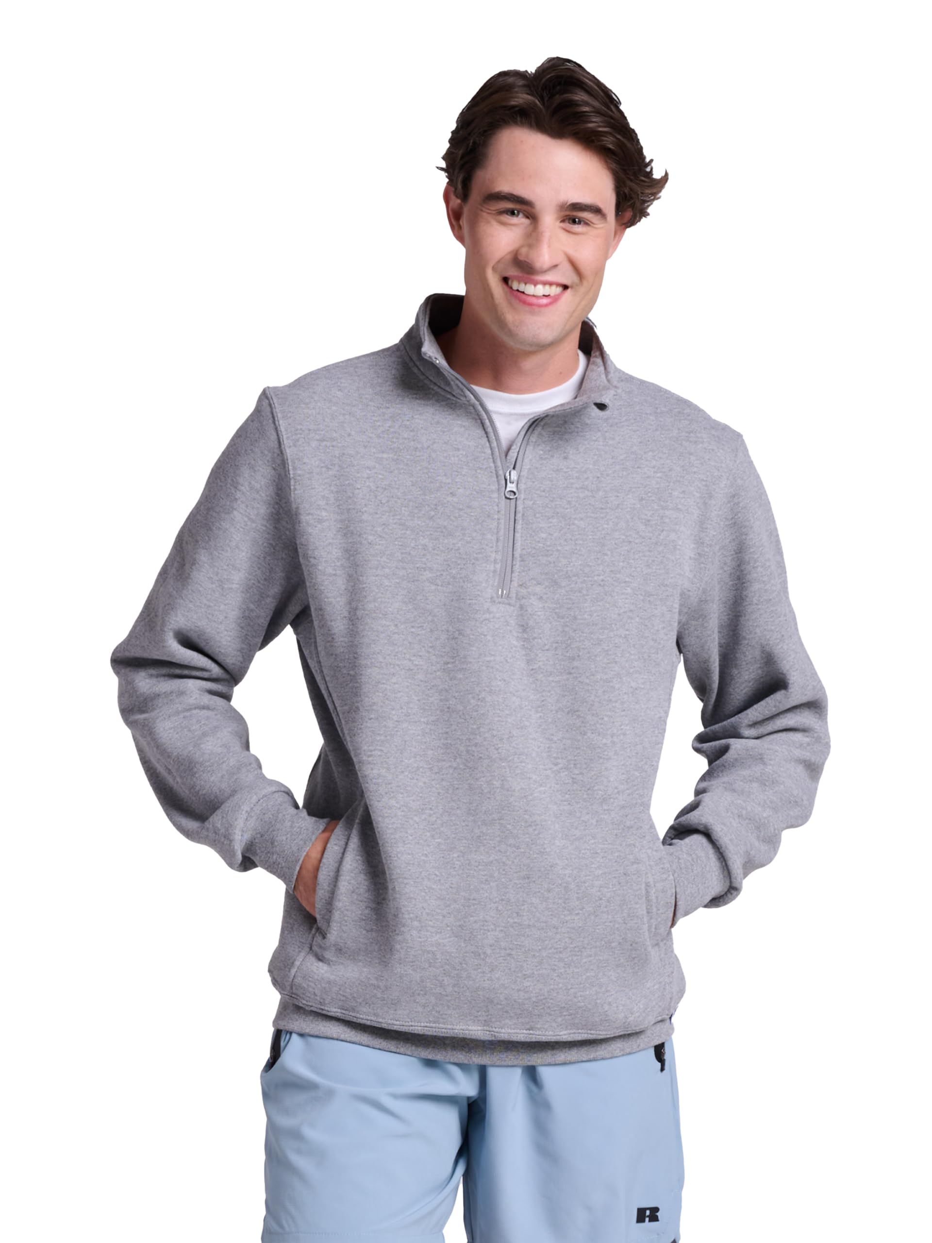 Russell Athletic Men's Oxford Dri-Power Fleece 1/4 Zip Cadet, XXX-Large
