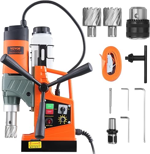 VEVOR Taladro magnético, 1300 W 1.57 pulgadas de diámetro, máquina de perforación de 700 rpm, 2922lbf13000N Prensa eléctrica portátil con velocidad