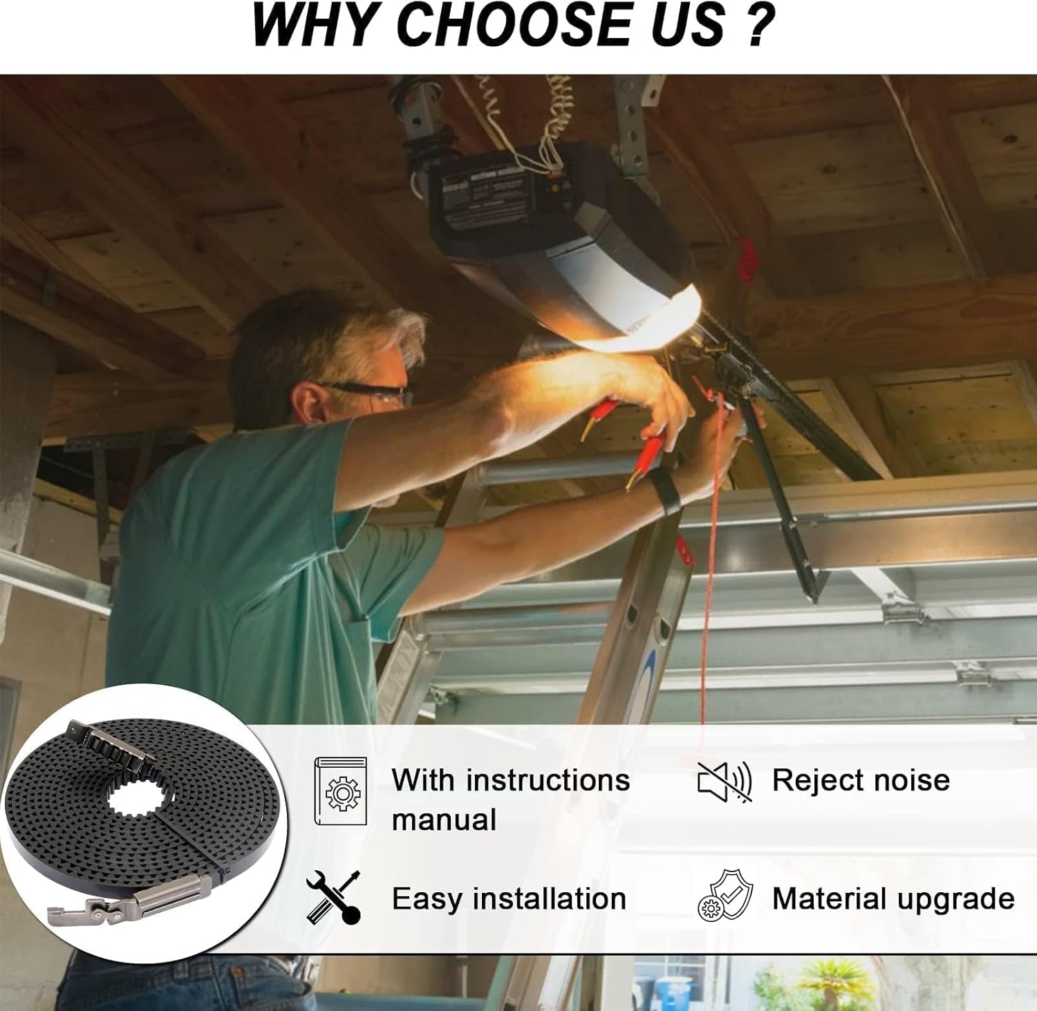 Upgraded 41A5434-11A Drive Belt 233 Inches for 7FT Garage Door Opener, Compatible with Lift-Master/Chamberlain/Sentex Garage Door Opener Models 2280 2580 2585 3270 3280 3500 3585 3850 8155 8355 84501