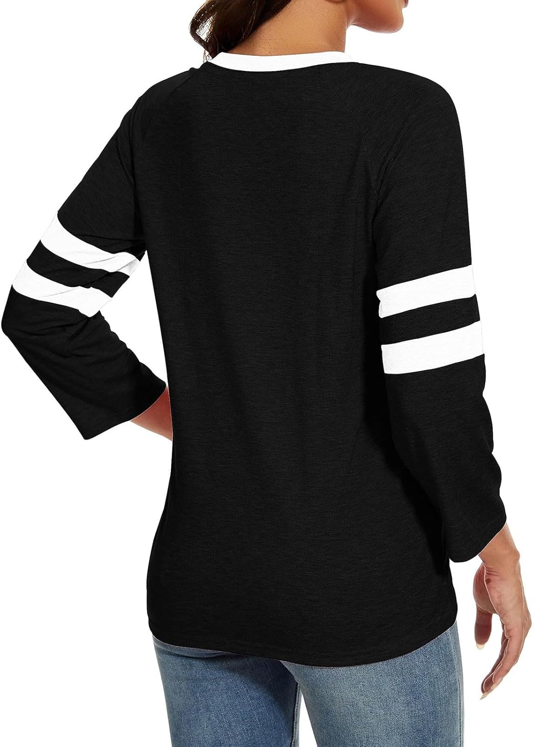Womens Baseball T Shirts Raglan 3/4 Sleeves Tee Cotton Jersey Crewneck Tops Color Block Blouse Shirt Plus Size Blouse - Image 5