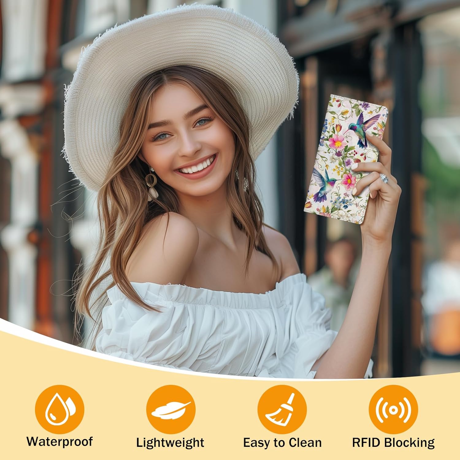 Immaturus Womens Wallet, Bird Floral Slim Thin RFID Blocking Credit Card Wallets, Flower Long Bifold PU Leather Card Holder Organizer, Cash Clutch Billfold with Zipper Coin Pocket Ladies Girls Gift - Image 2