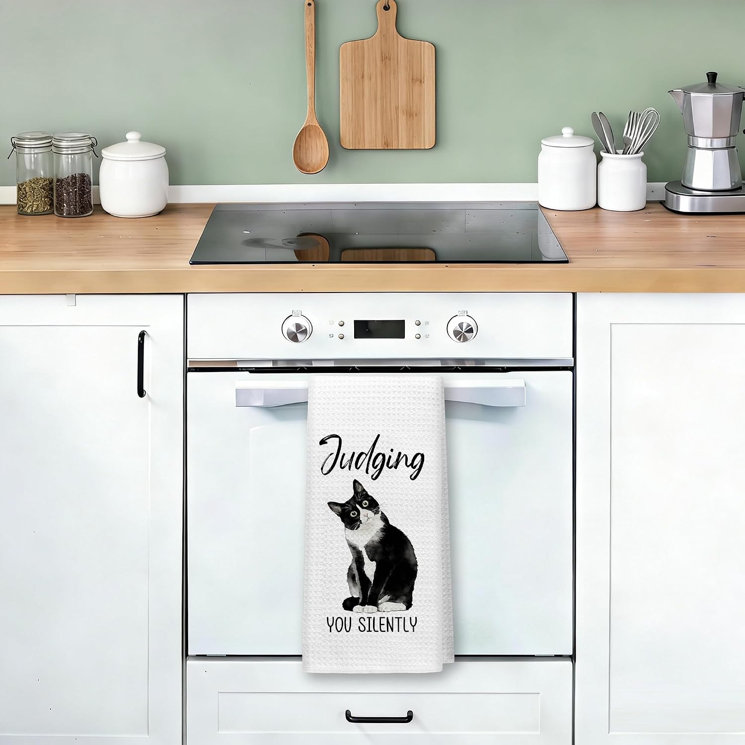 Funny Tuxedo Cat Decor Kitchen Bathroom Towel 16x24in Gifts for Cat Lovers