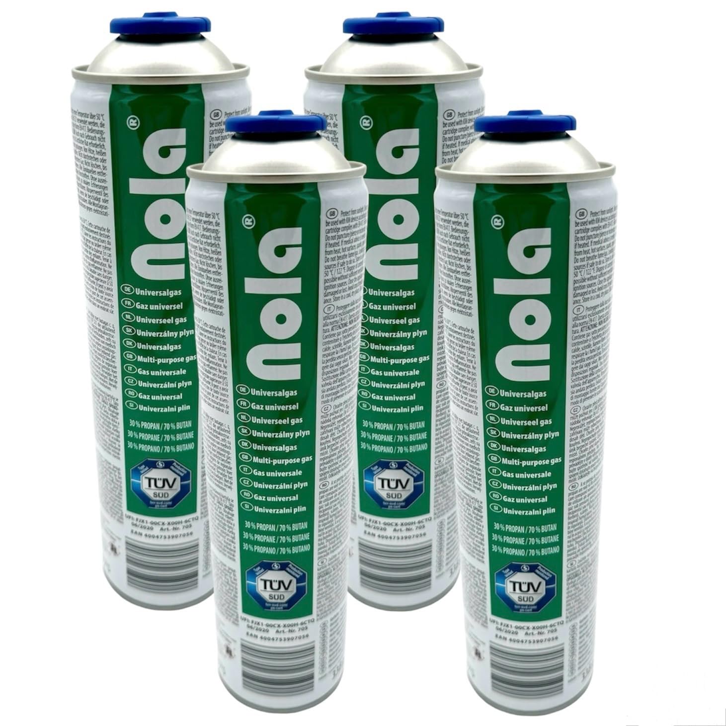 NOLA 4X Universalgas Druckgasdose 600 ml Butan Propan Gas Drehgewinde 338g 7/16" Universalgas Kartuschen Gasdose Gas Kartusche Drehverschluss für Unkrautbrenner, Gas Abflämmgerät Gaslampe EN417