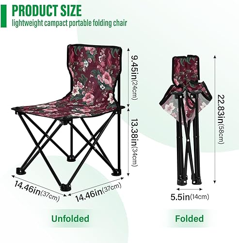 Miniatura 3 de Sillas de camping plegables al aire libre de flores rosas para adultos silla de camping portátil silla de césped ligera 202a6205