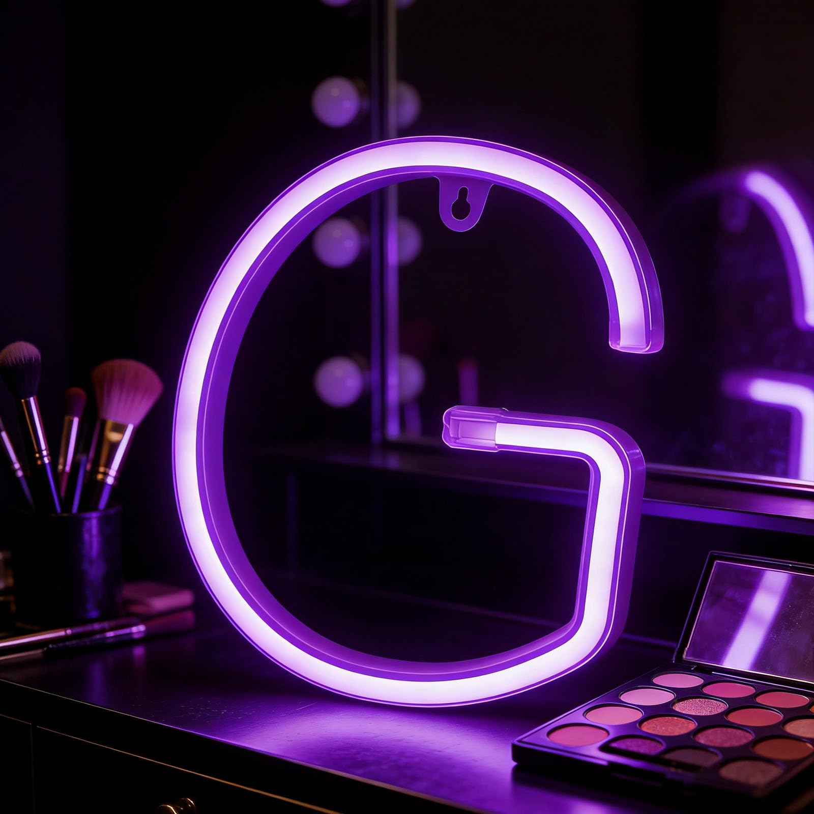 LED Purple Neon Letter Signs Night Light Battery or USB Operated LED Marquee Letters Neon Art Decorative Lights Wall Decor for Indoor Outdoor Garden Camping Festival Home Wall Table Decor( G) — image 1