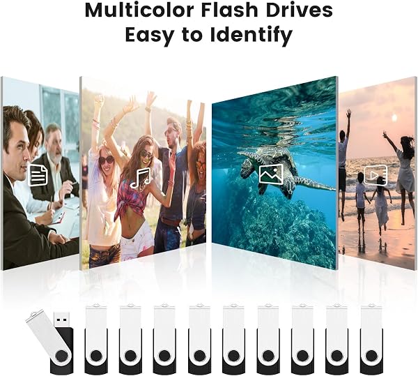 KOOTION 10 Stück USB Sticks 2GB Datenstick USB 2.0 Memory Sticks 10 STK USB Flash-Lauwferk Bunt Speichersticks Metall 2G 10er Pack Speicher Sticks Set USB Flash Drives Stick Flash 2 Gbyte Schwarz - 5