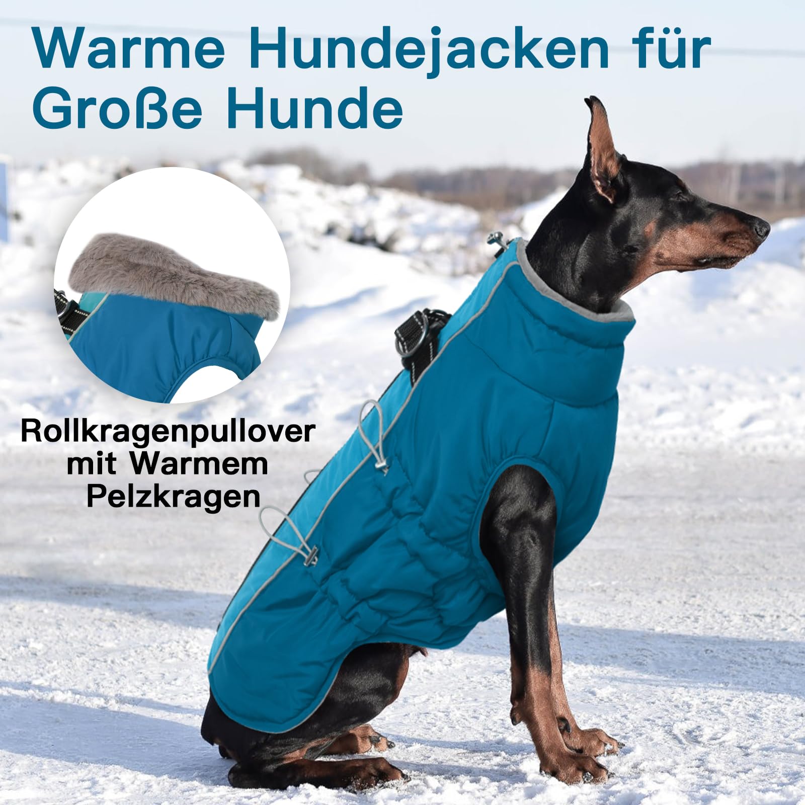 Chaqueta para perros grandes, sin mangas, resistente al agua, abrigo de nieve para perros, abrigo para perros con protección abdominal, cuello de forro polar, abrigo para perros grandes, gran