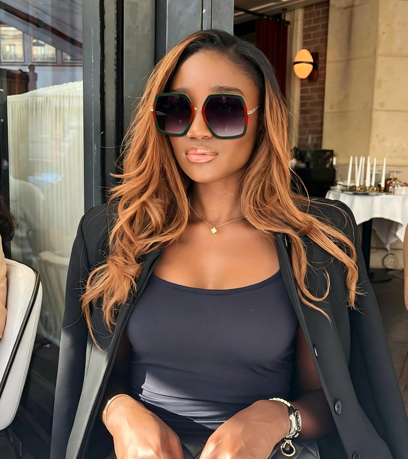 WOWSUN Oversized Big Fashion Sunglasses For Women Irregular Fashion Shades