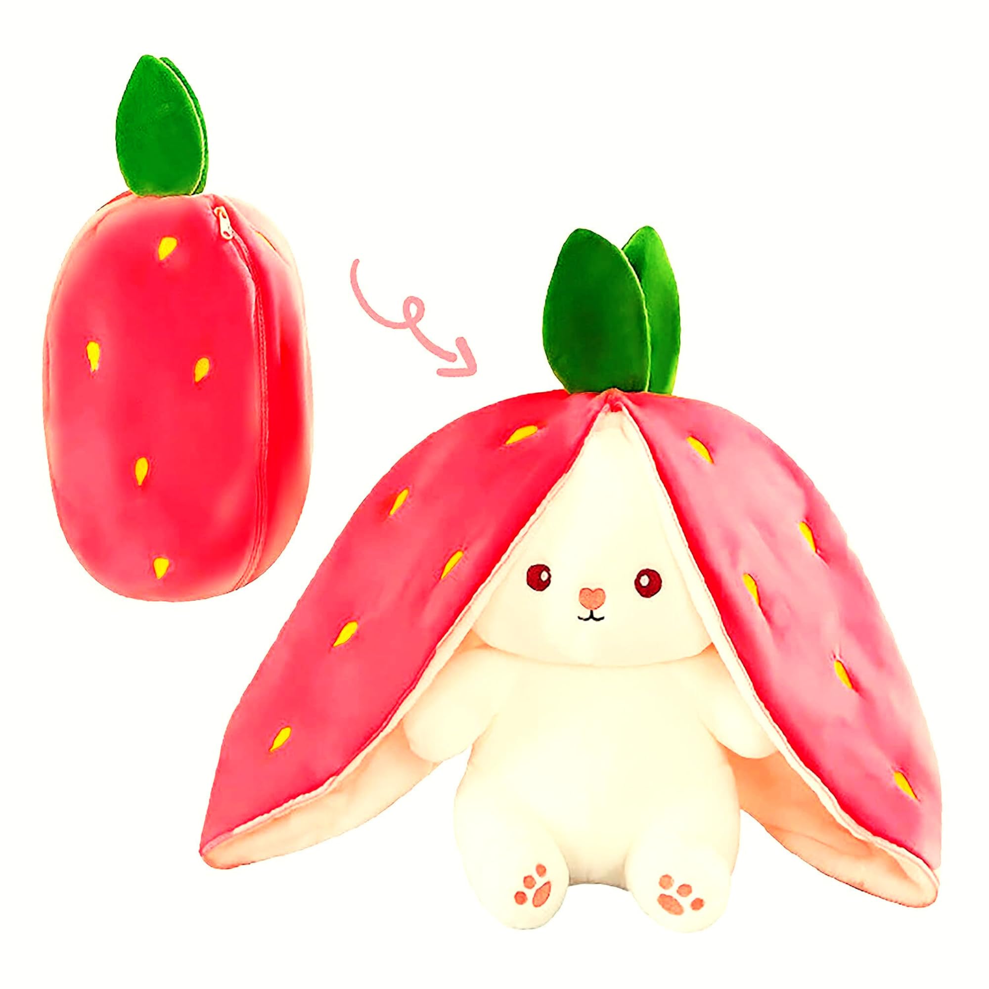Tahera Reversible Carrot Strawberry Bunny Plush Toy - Cute & Versatile Stuffed Animal with Zipper - Soft Rabbit Toy, Pillow & Decorative Gift for Kids and Adults 35CM (B0CF8ZF8D7) Amazon Price History, Amazon Price Tracker