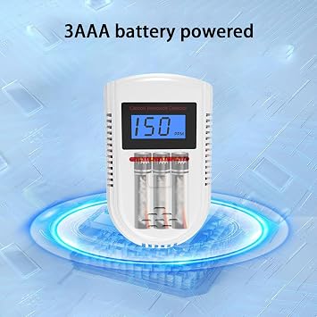 Carbon Monoxide Detector, Carbon Monoxide Alarm, Detector with LED Display (PPM Value Visible at All Times) and 85 dB Audible and Visual Alarm.
