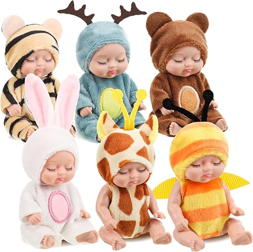 Hanaive 6 piezas de muñecas mini de Navidad 10 cm muñecas bebé realistas y adorables para regalos de cumpleaños y festivos para niñas, niños