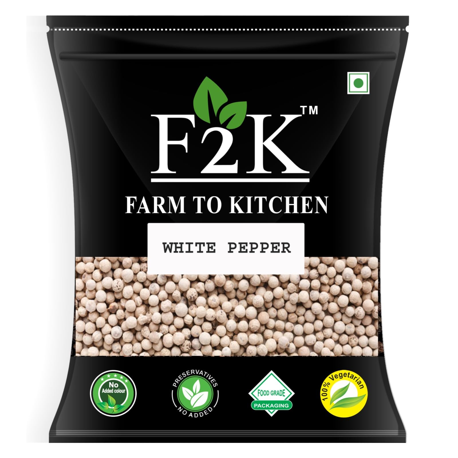 F2K White Pepper Whole 250g - Sabut Safed Mirch, The Secret Weapon for Creamy Sauces and Smooth Mashes, Unlock Digestive Harmony & Antioxidant Power