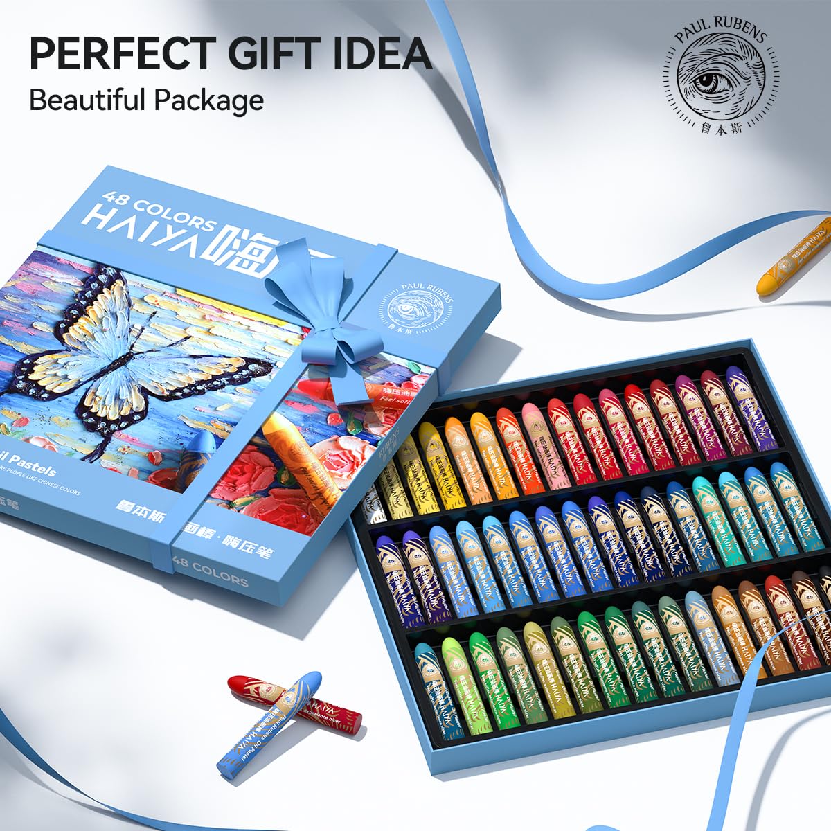 Paul Rubens Ölpastellkreide Set, 48 Farben Oil Pastels Weiche Pastellfarben Ungiftig für Künstler, Studenten und, Ideal zum Skizzieren, Dekorieren(Neues Paket)