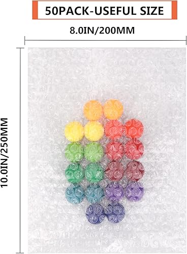 Miniatura 2 de 50 bolsas de burbujas de 8 x 10 pulgadas, bolsas de embalaje de amortiguación, bolsas de amortiguación de doble pared, bolsas gruesas de espuma a