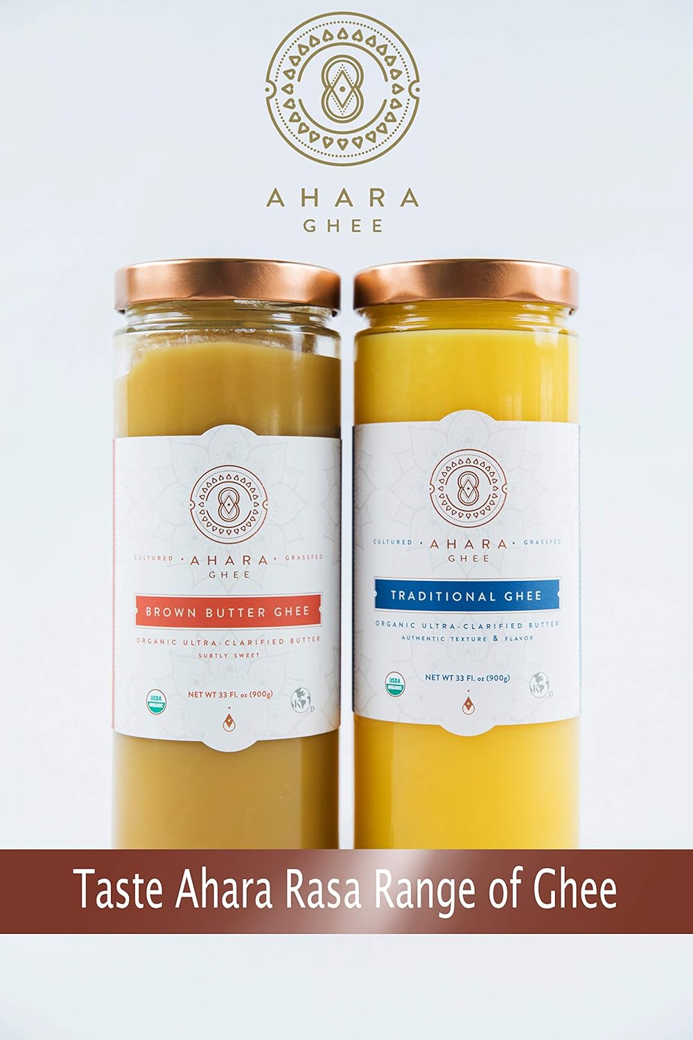 Ahara Rasa Traditional Grass-Fed Ghee, Handmade Small Batch, Lactose & Casein Free (33oz)