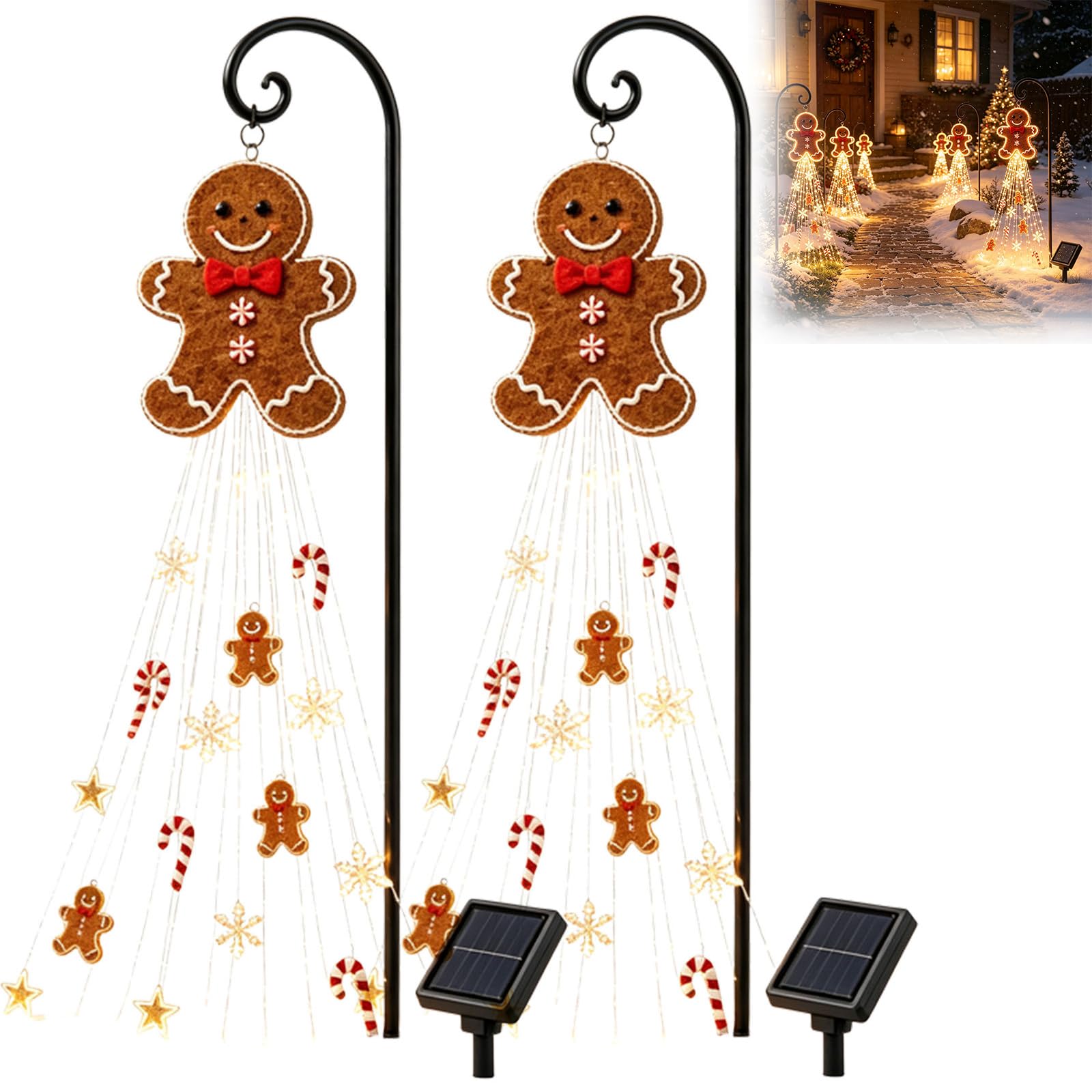 Solar Snowman Garden Stake Light with Cascading Snowflake LED (1, E)
