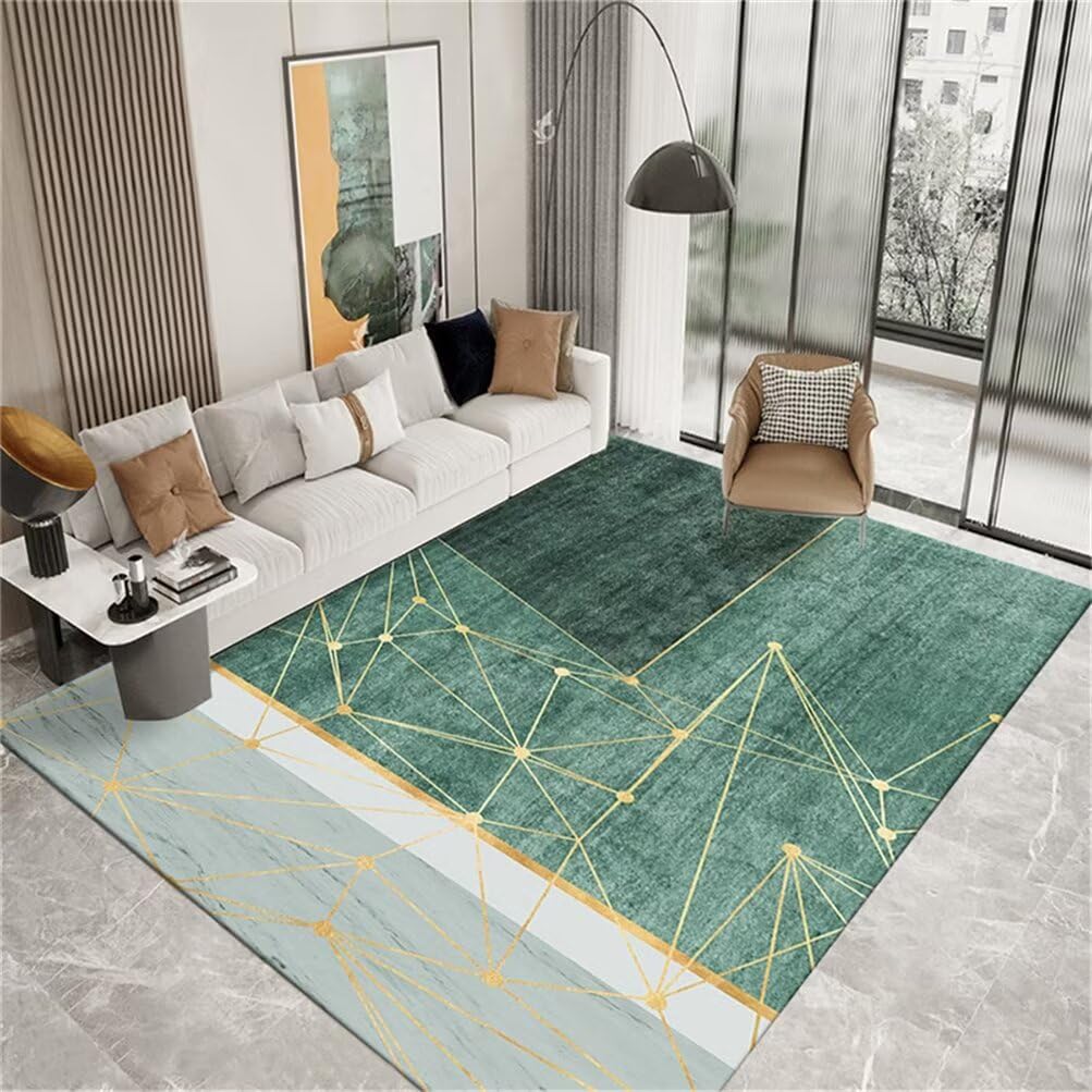 Tapis de salon vert 200x300 cm moderne et lavable pour un grand confort de vie