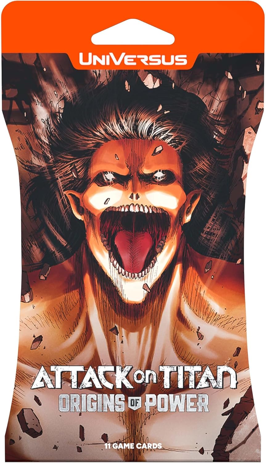 UniVersus: Attack on Titan: Origins of Power - Booster Pack - 11 Card Hanging Pack, Randomly Assorted, Deck-Building Collectible Card Game