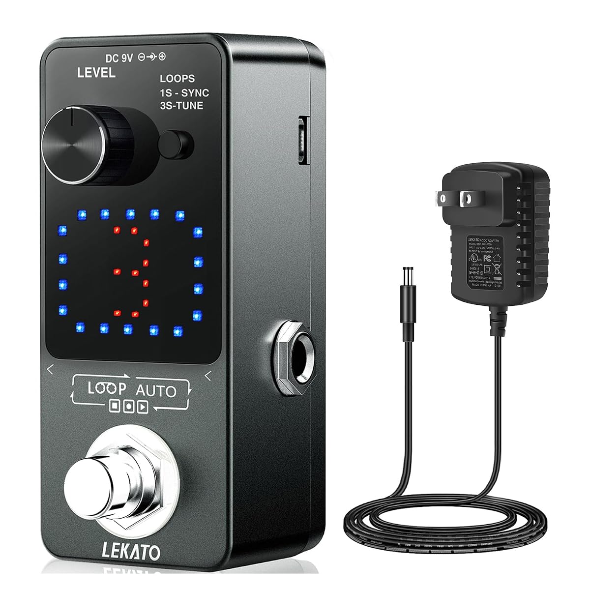 LEKATO Looper Pedal, Guitar Looper Pedal Set with 9V 0.6A Pedal Power Supply