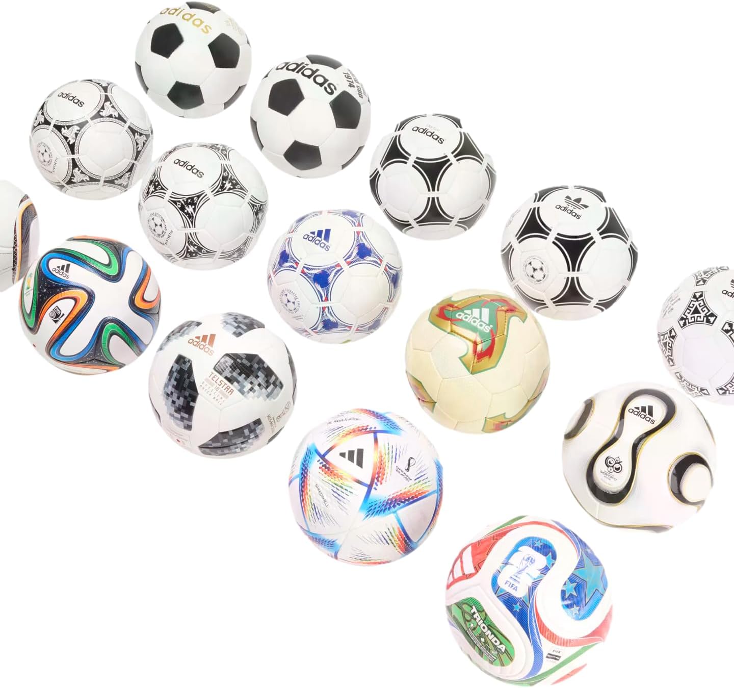 adidas World Cup Historical Ball Set – Limited Edition Collection of Iconic World Cup Match Balls in Pro, Mini, and Club Variants