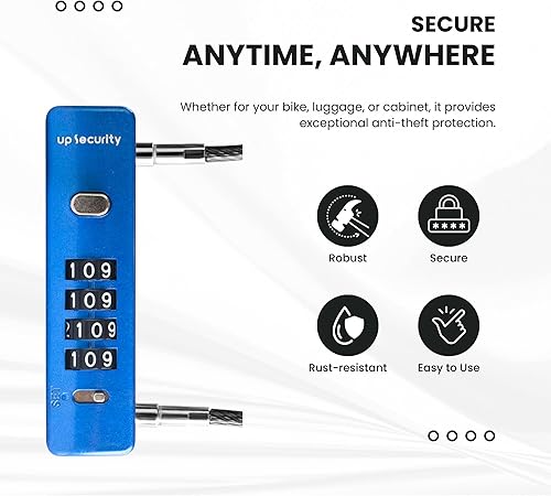 Miniatura 2 de Candado de cable con cerradura de combinación, contenedores de almacenamiento y equipo para exteriores, cerraduras de bicicleta para casco, scooter,