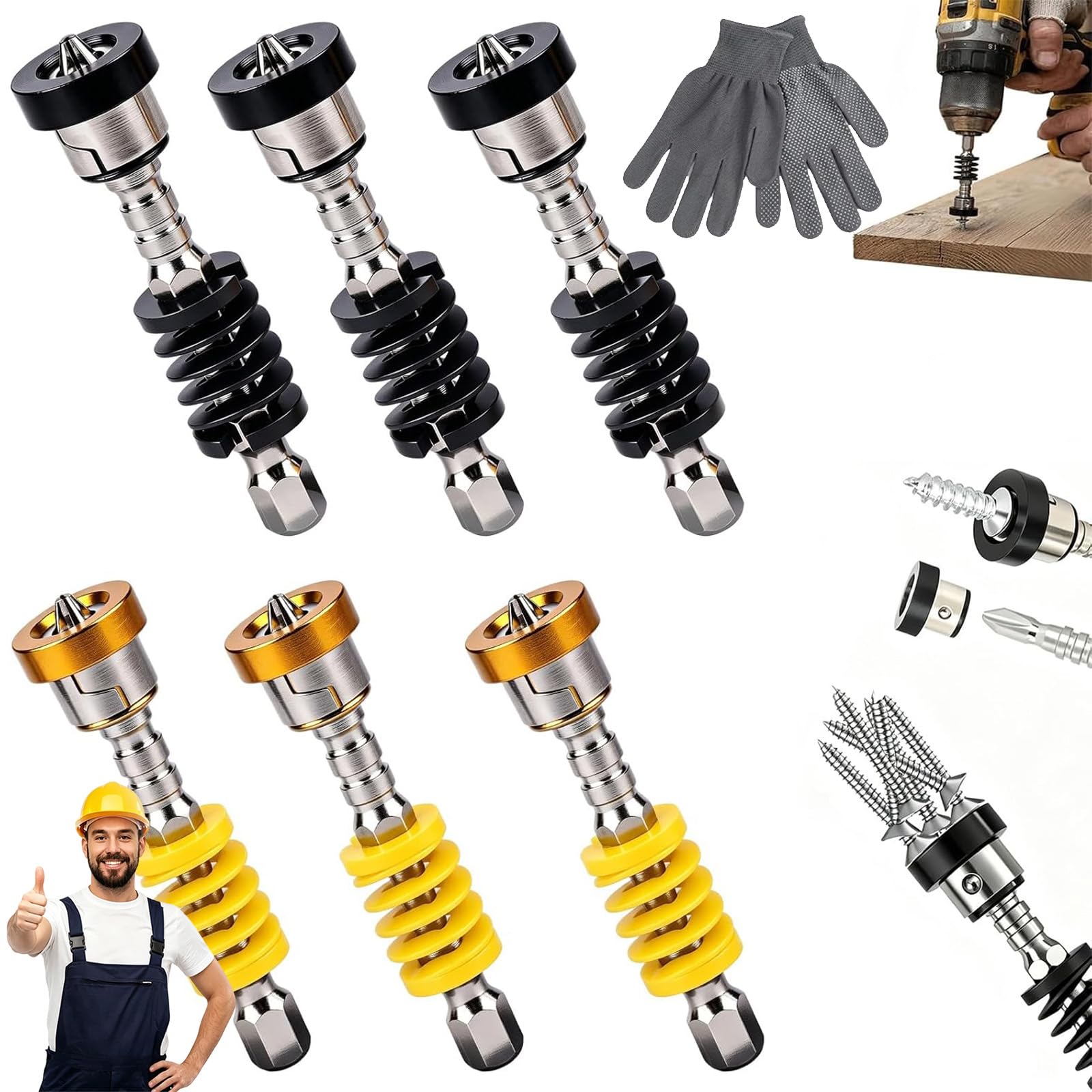 Spring-Loaded Bit Holder Magnetic Quick Release for Power Drills (6-Mix)