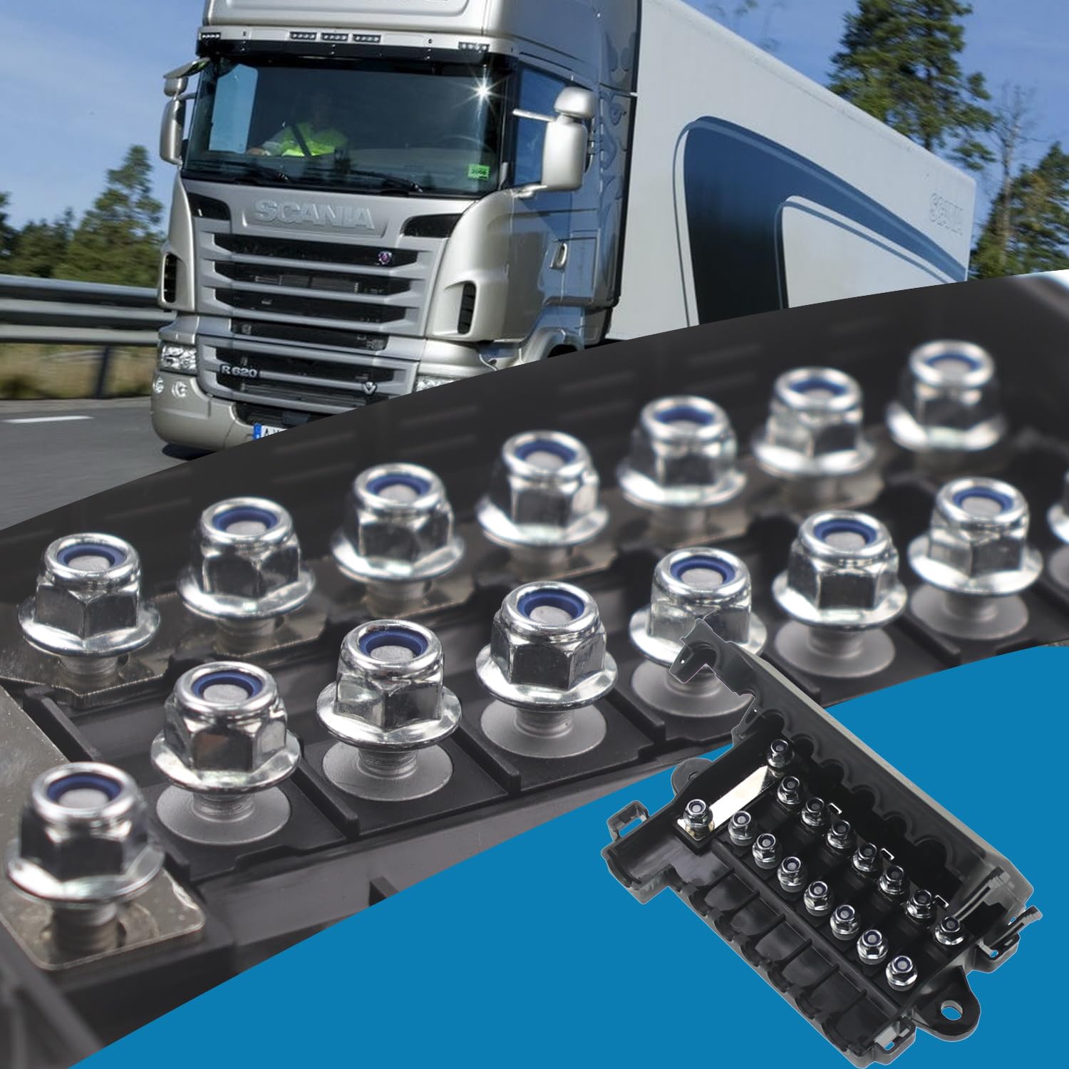 Fuse Box 7 Way MIDI Fuse Holder with Cover High Current ANS/ANM Fuse Block for Forklifts, Cars, Buses