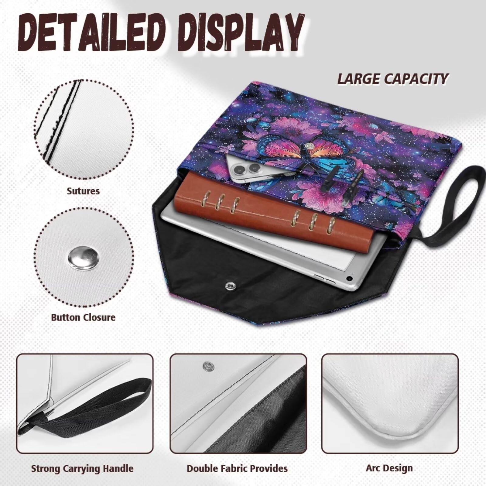Custodia per libri stellata con farfalla viola 30 x 24 cm copertura protettiva