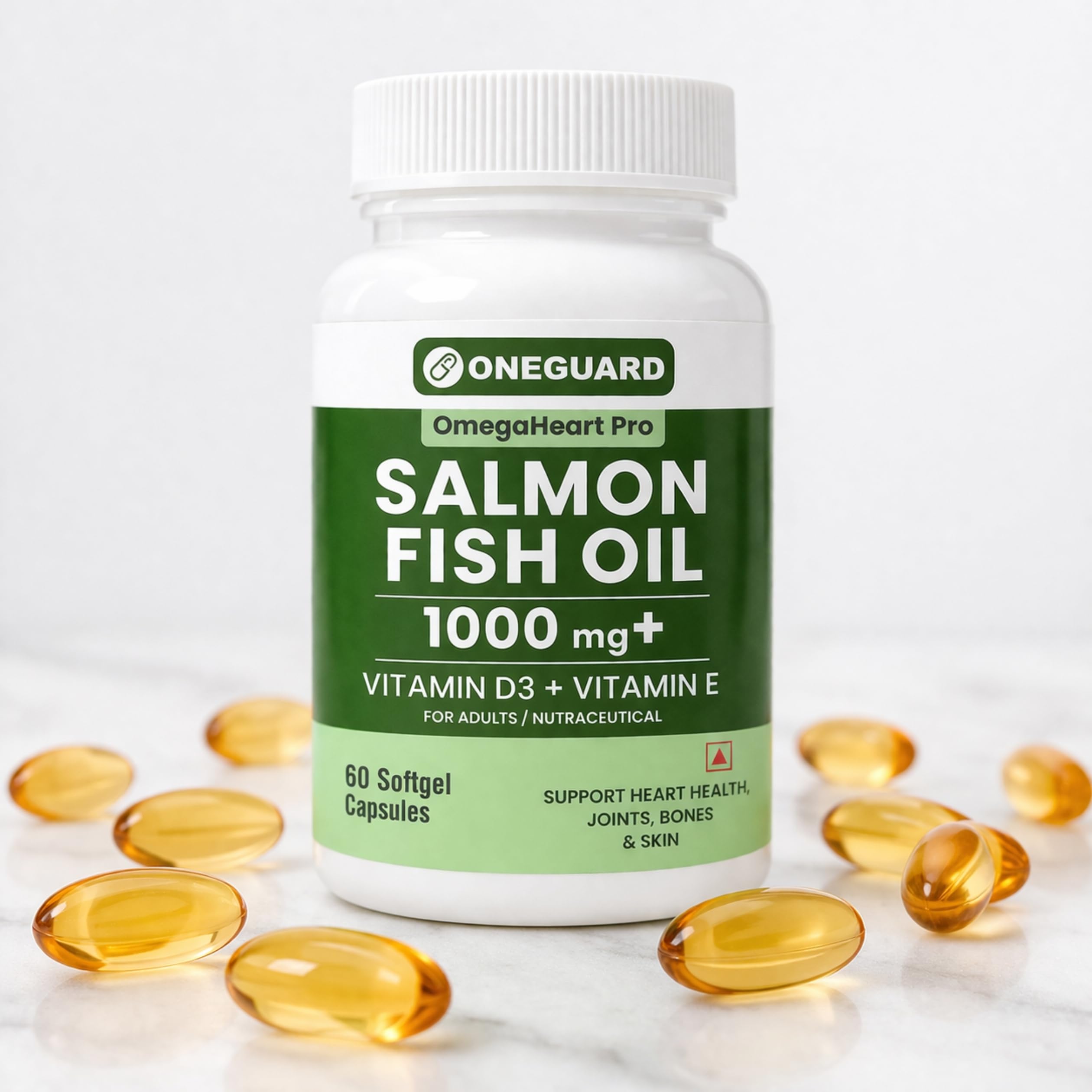 ONEGUARD Salmon Omega 3 Fish Oil Capsules | Salmon Fish Oil Omega 3 Capsule 1000mg For Men & Women | Omega3 Fishoil Supplement For For Heart, Joints, Bones & Skin - 60 Softgels — Amazon image 8