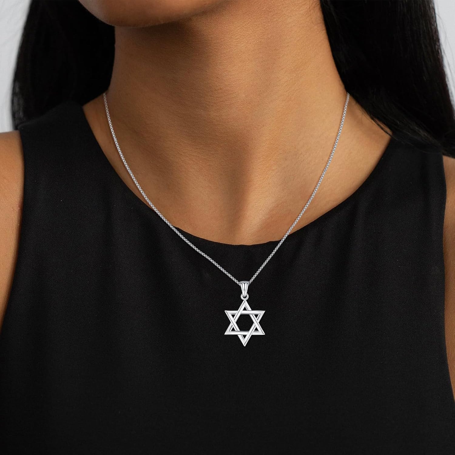 925 Sterling Silver Jewish Star of David Necklace with Stainless Steel Chain - Image 3