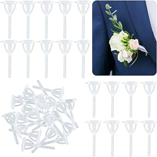 T-Shaped Boutonniere Pins for Men, Tiny Plastic Boutonniere Kit, Pins for Flowers, Wedding, Birthday