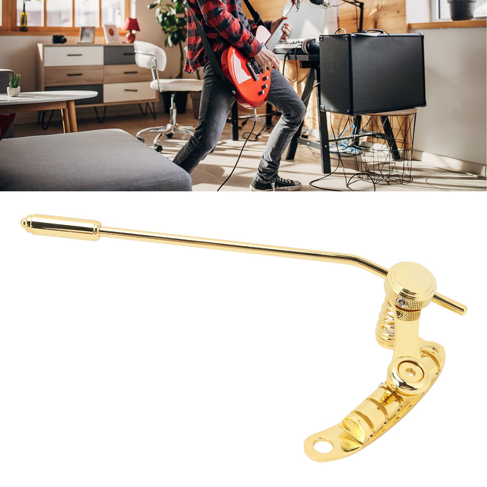 Końcówka Mostkowa Vibrato do Gitary Elektrycznej z korbą ręczną Akcesoria do Instrumentów Strunowych do Gitary LP SG (GOLD)