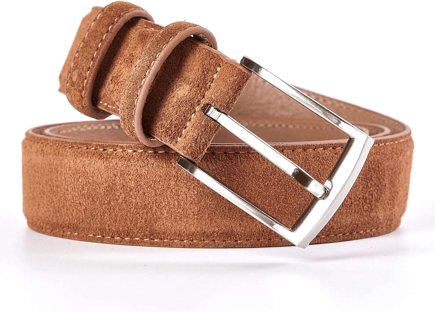 Genuine Suede Leather Belt for Men, 1 3/8" Wide Dress Casual & Golf Belt - Image 5