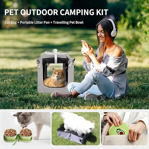 Miniatura 2 de Transportador extragrande para gatos y gatos, plegable, de lados suaves, para perros pequeños y medianos, 24 x 16.5 x 16 pulgadas, plegable,