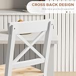 HOMCOM Bar Stools Set of 2, Farmhouse Counter Height Barstools, Solid Wood Bar Chairs with Cross Back and Footrest for Kitchen, Natural