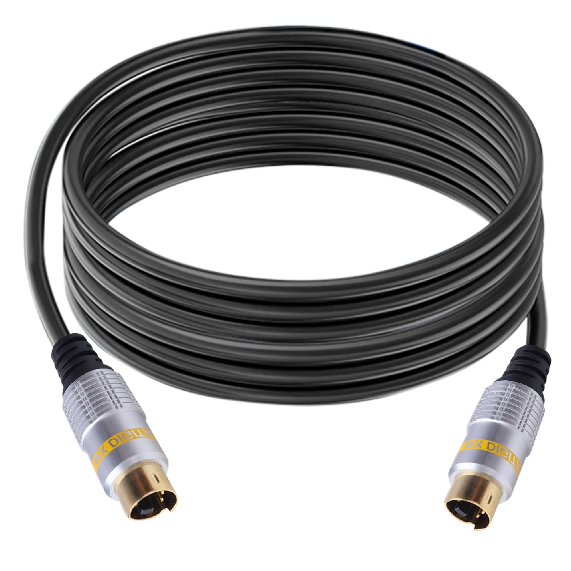 4-Pin Mini DIN S-Video Cable – 1.5m (4.9 ft) Male-to-Male, Gold-Plated Connector for Home Theater, DVD, TV, VCR, DVR, and PVR Systems