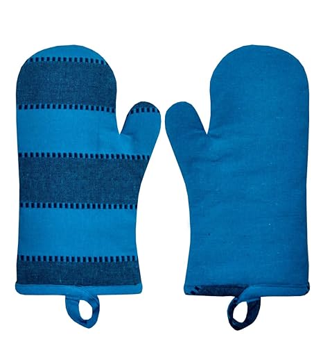 New Ladies Zone Kitchen Linen Oven Glove Set of 2 Pieces (Blue)