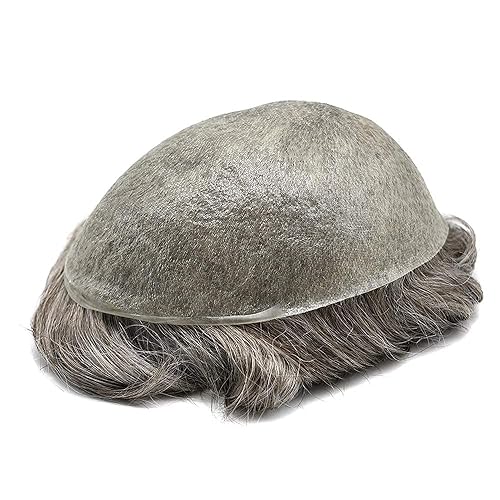 Miniatura 5 de Cabello humano para hombres, tupé, piezas de cabello humano europeo, todo en V, artesanía, 0.002 in, piel fina, sistemas de reemplazo de cabello