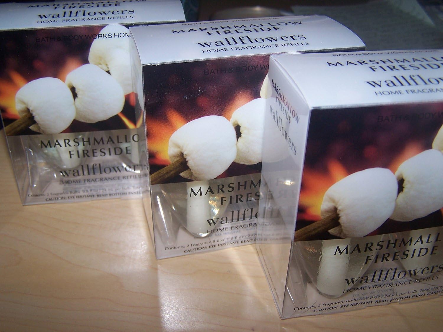 Lot of 6 Bath & Body Works Marshmallow Fireside Wallflower Home Fragrance Refill Bulbs (3 Packs of 2 Bulbs Each) (Scented)