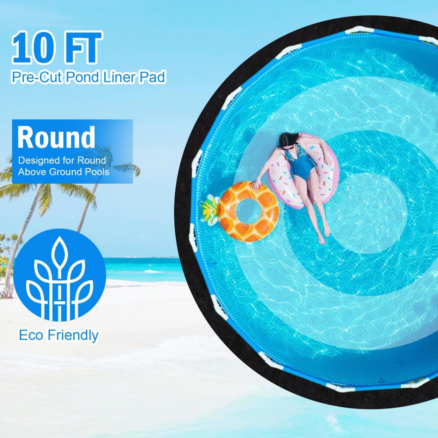 10 FT Pool Pad for Above Ground Pools, Pool Liner Pad Under Pool Mat for Above Ground Swimming Pools or Hot Tub Mat, Under Pools Ground Pad