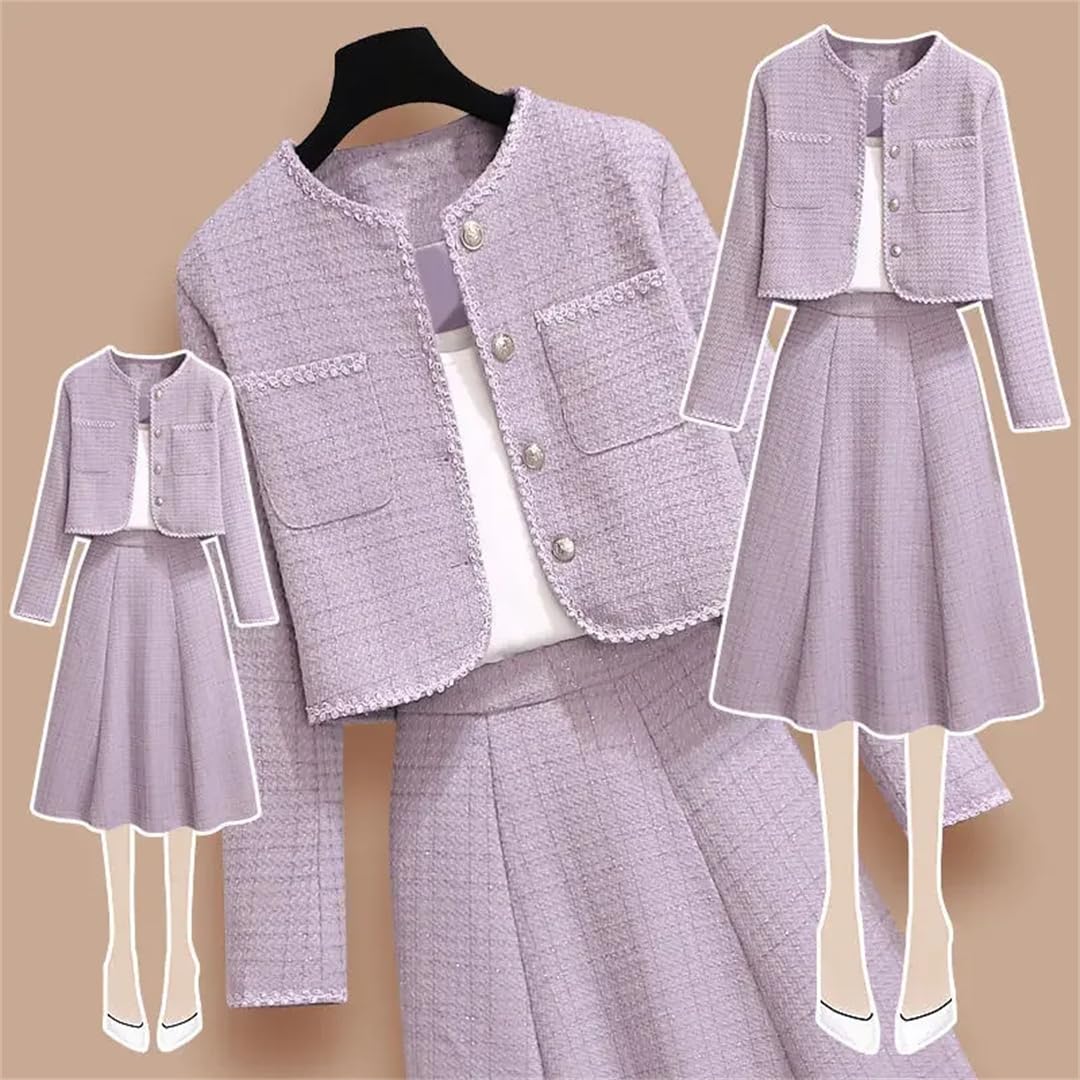 Ensemble haut et jupe en tweed pour femme