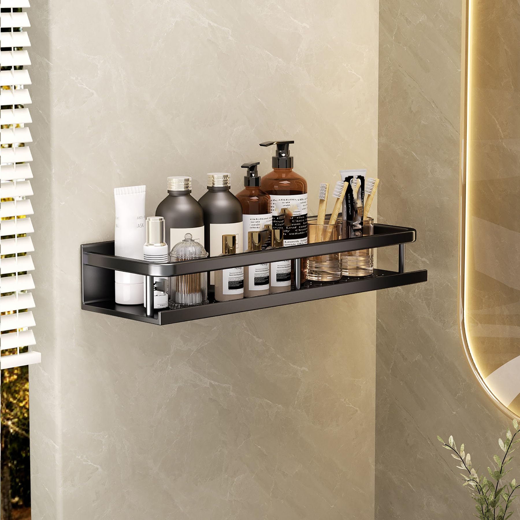 SRURLLUG Adhesive Shower Caddy Bathroom Organizers No Drill Storage Shelves Adhesive Hanging Shower Shelf for Bathroom Kitchen Countertop