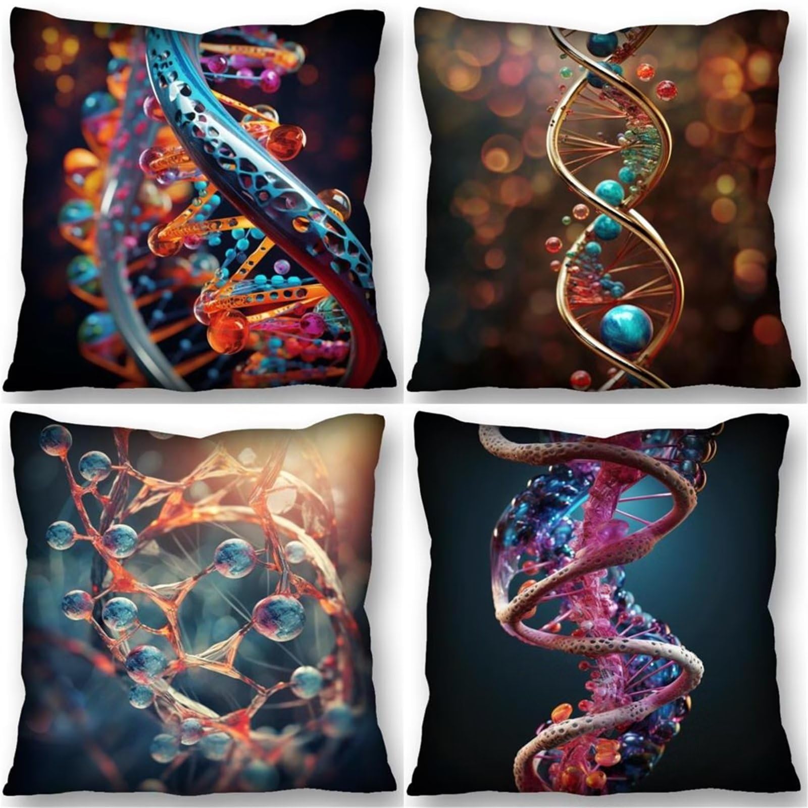 4er Set Kissenbezüge 60x60 cm Farb-DNA Deko-Elemente : stuhlkissen Baumwolle Soft für Wohn- Schlafzimmer - Vielfältige Designs für Couch und Gartenmöbel - Saisonale Zierkissen - und Außenbereich