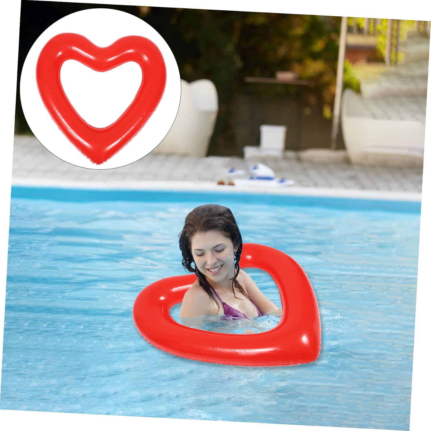 Inflatable Large Heart-Shaped Swim Romantic Design for Pool Parties Fun and Family Gatherings Swim Supplies for Adults and Boys and Girls Style image 2