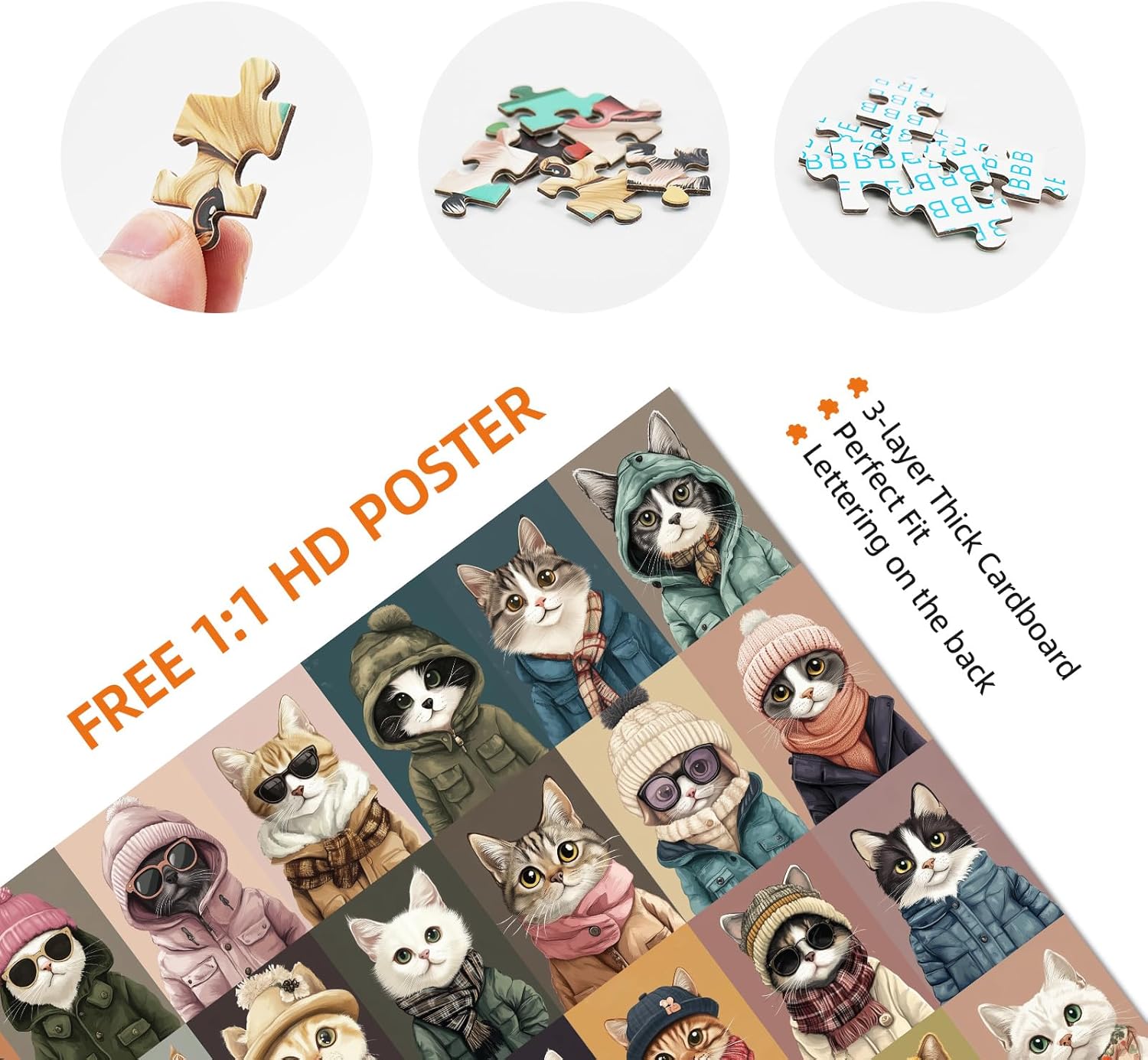 1000 Pieces Jigsaw Puzzles for Adults - Stylish Cats in Fashion - Unique Puzzle for Family and Friends - Challenging Puzzle Perfect for Game Nights (19.7x27.6 in)